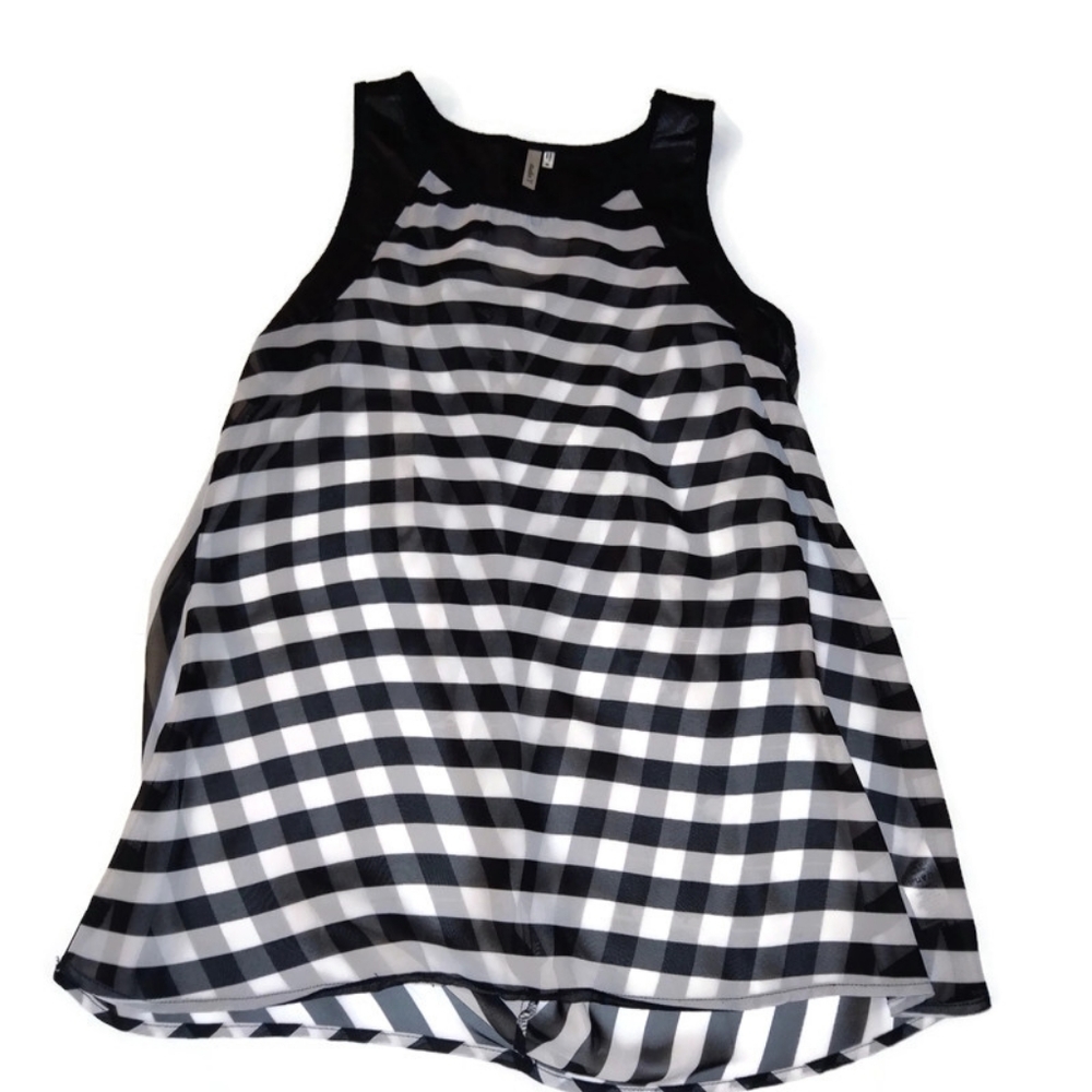 Black and white stripe sheer tank